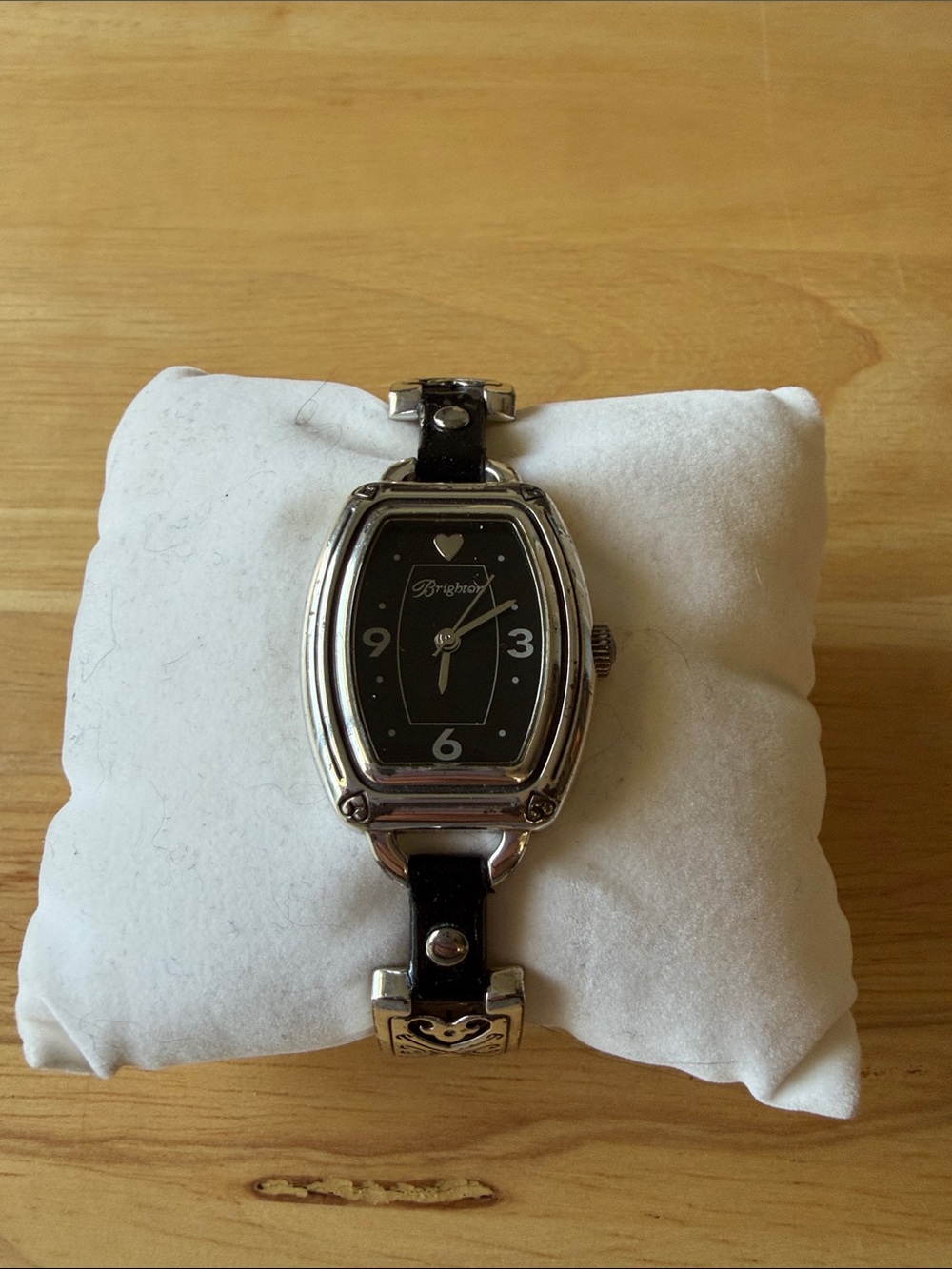 Brighton Bismarck Black and Silver Women's Leather Strap Watch
